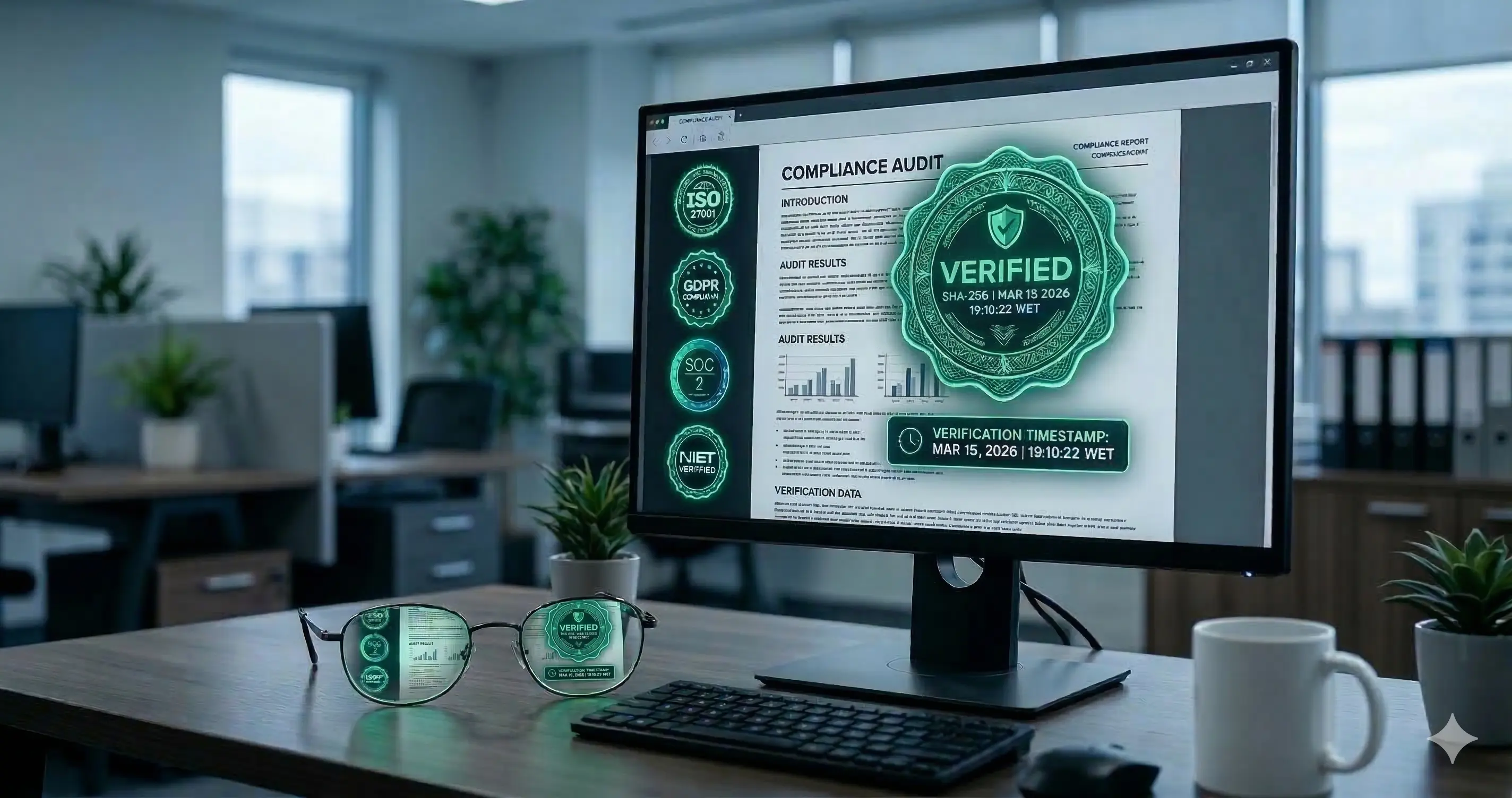 Informe digital con datos y sellos de hash para auditoria